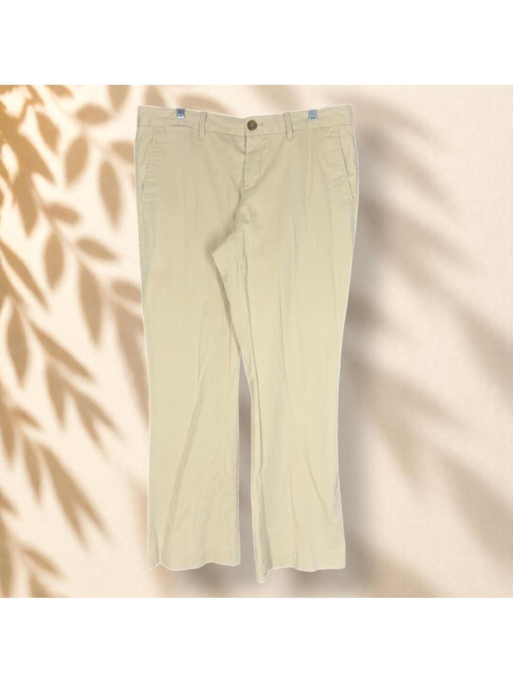 Banana Republic Pants Women 12 Beige Mid Rise Flat Front Cotton Stretch Pockets